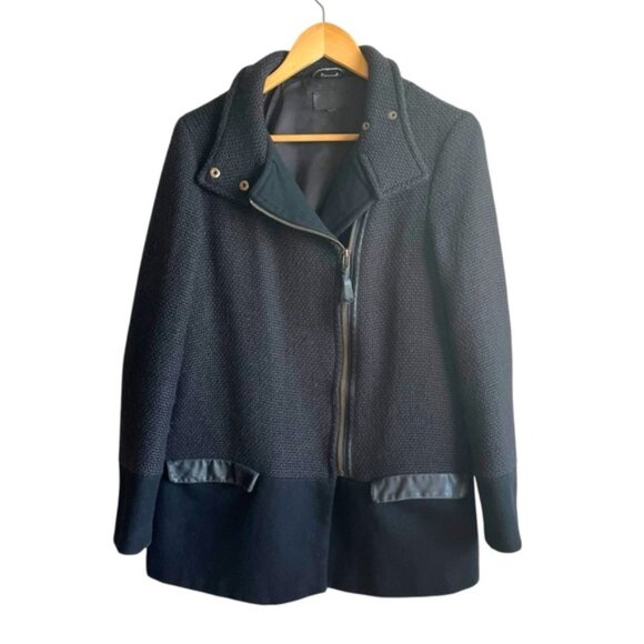 Mackage Berta Coat Medium Gray Black Wool Blend - Picture 1 of 15
